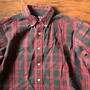 Ralph Lauren Large red black flannel polo button